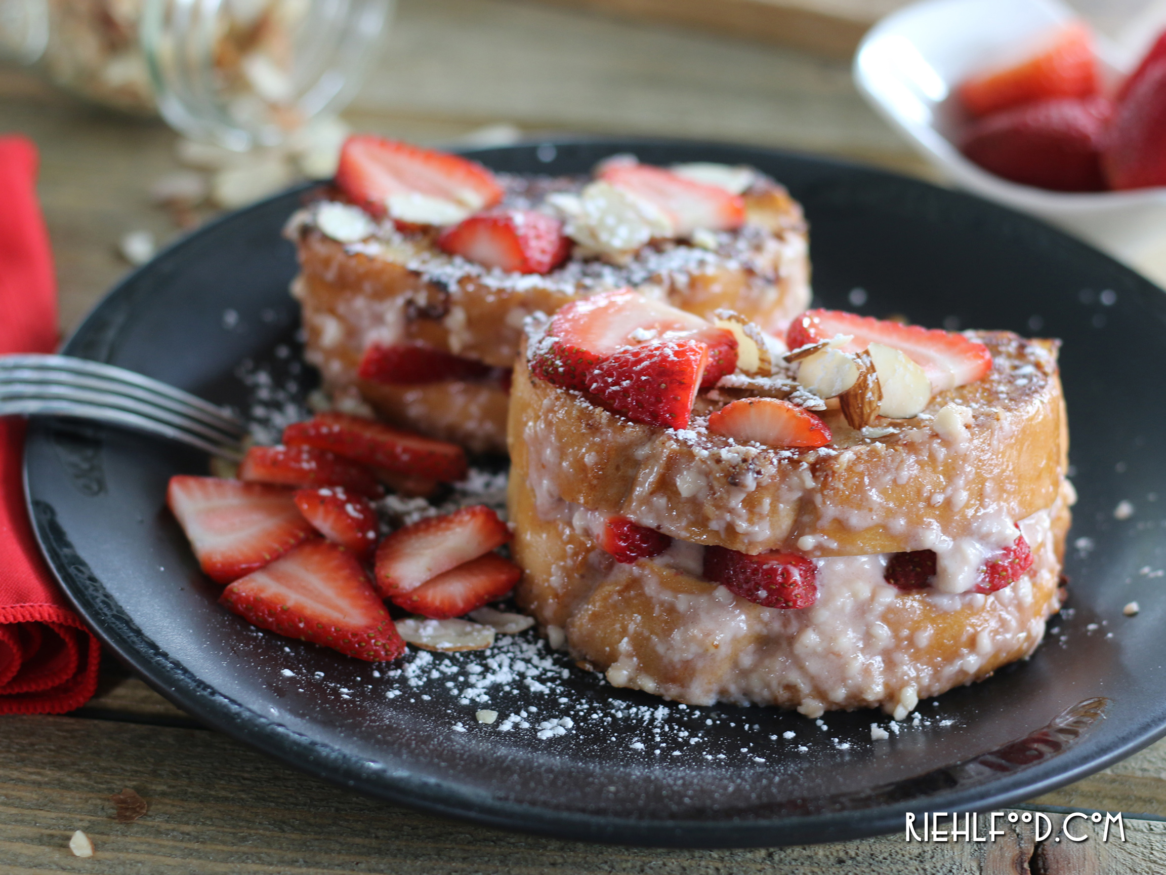 Stuffed French Toast with Fresh Strawberries and Cream Cheese