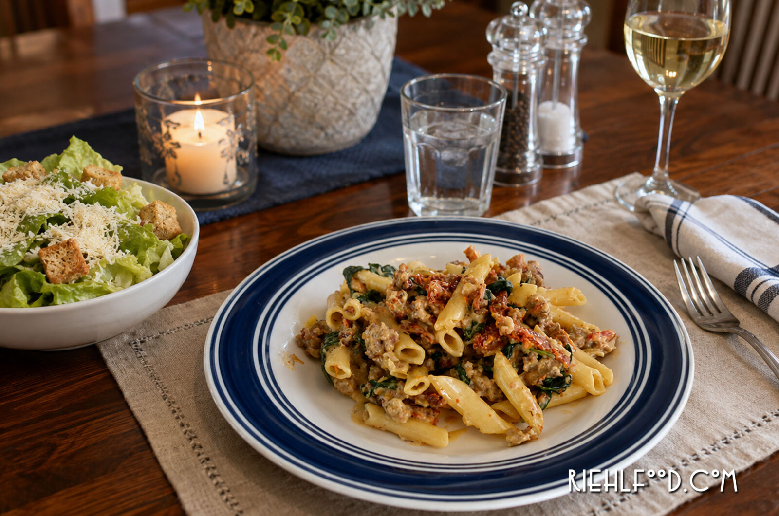 Creamy Penne With Sausage & Sun-Dried Tomatoes