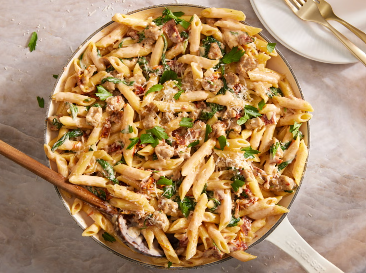 Creamy Penne With Sausage & Sun-Dried Tomatoes