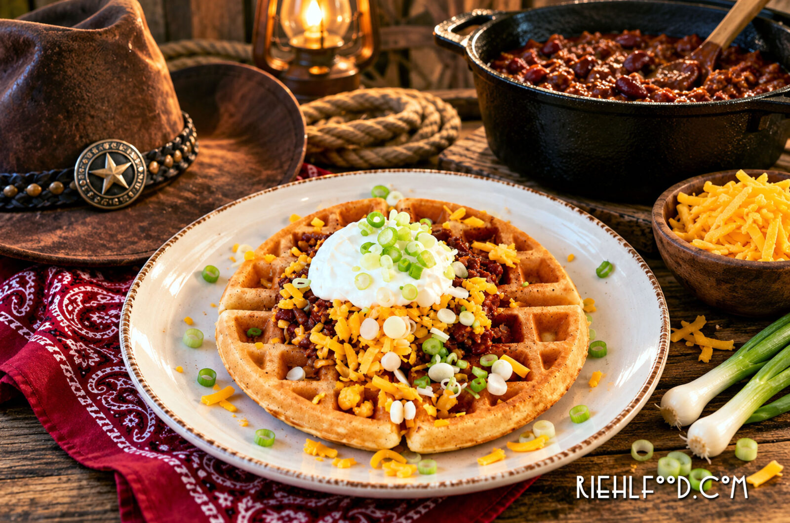 Cornbread Waffles with Chili