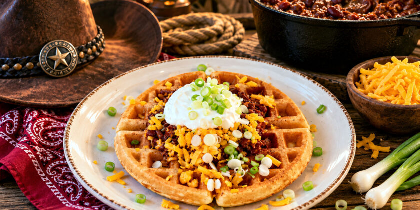 Cornbread Waffles with Chili