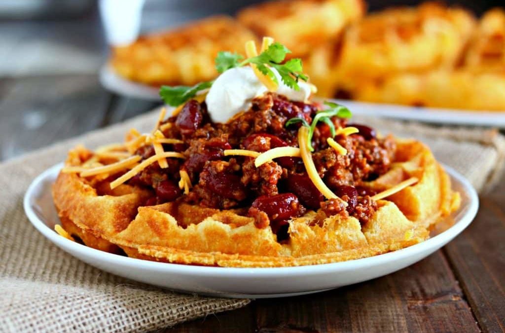 Cornbread Waffles with Chili